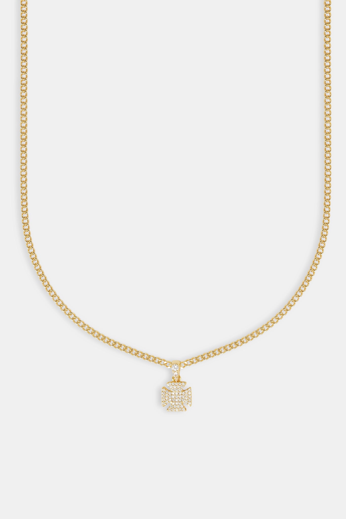 Kubanische Halskette mit Eiskreuzmotiv – 10 mm – Gold